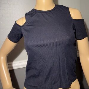 Zara Black Cut Out Short Sleeve Tee